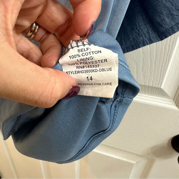 Youth girls Sugar and Summer blue fit and flare puff sleeve dress size 14 - Picture 8 of 9